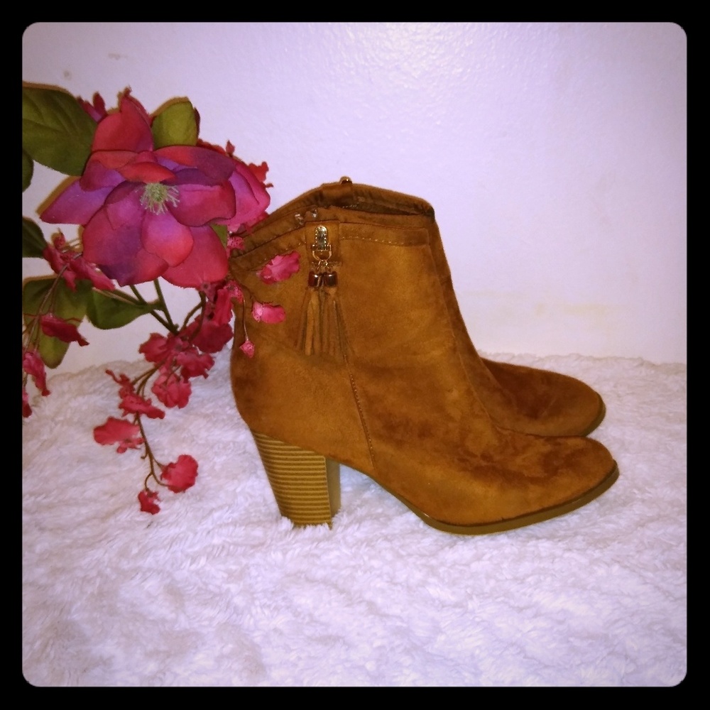 A pair of a Rouge Tan boots